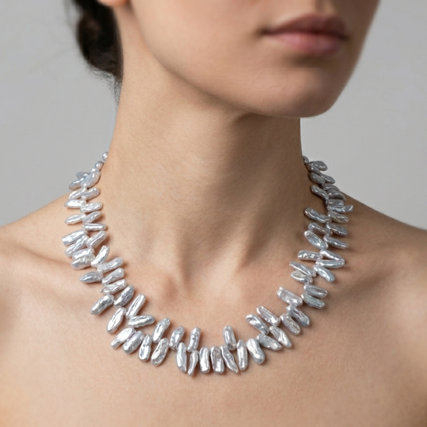 Handcrafted Light Gray Freshwater Pearl Necklace - Nelissima Jewelry