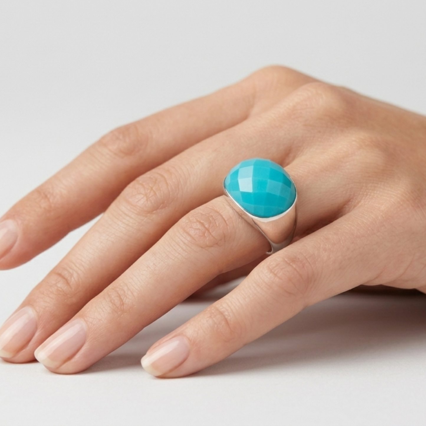 Blue Milky Quartz Ring - Nelissima Jewelry