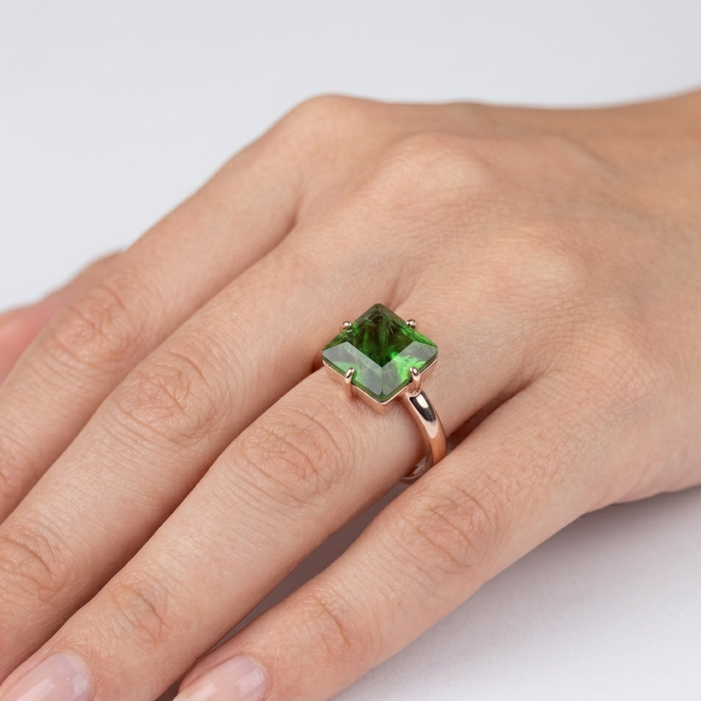 Eco Green Square Ring - Nelissima Jewelry