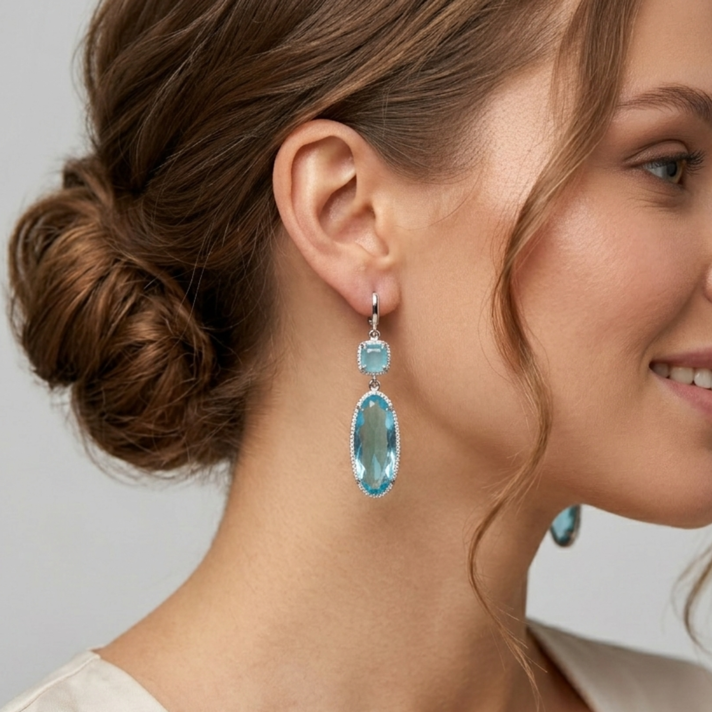 Aquamarine Quartz Earrings - Nelissima Jewelry