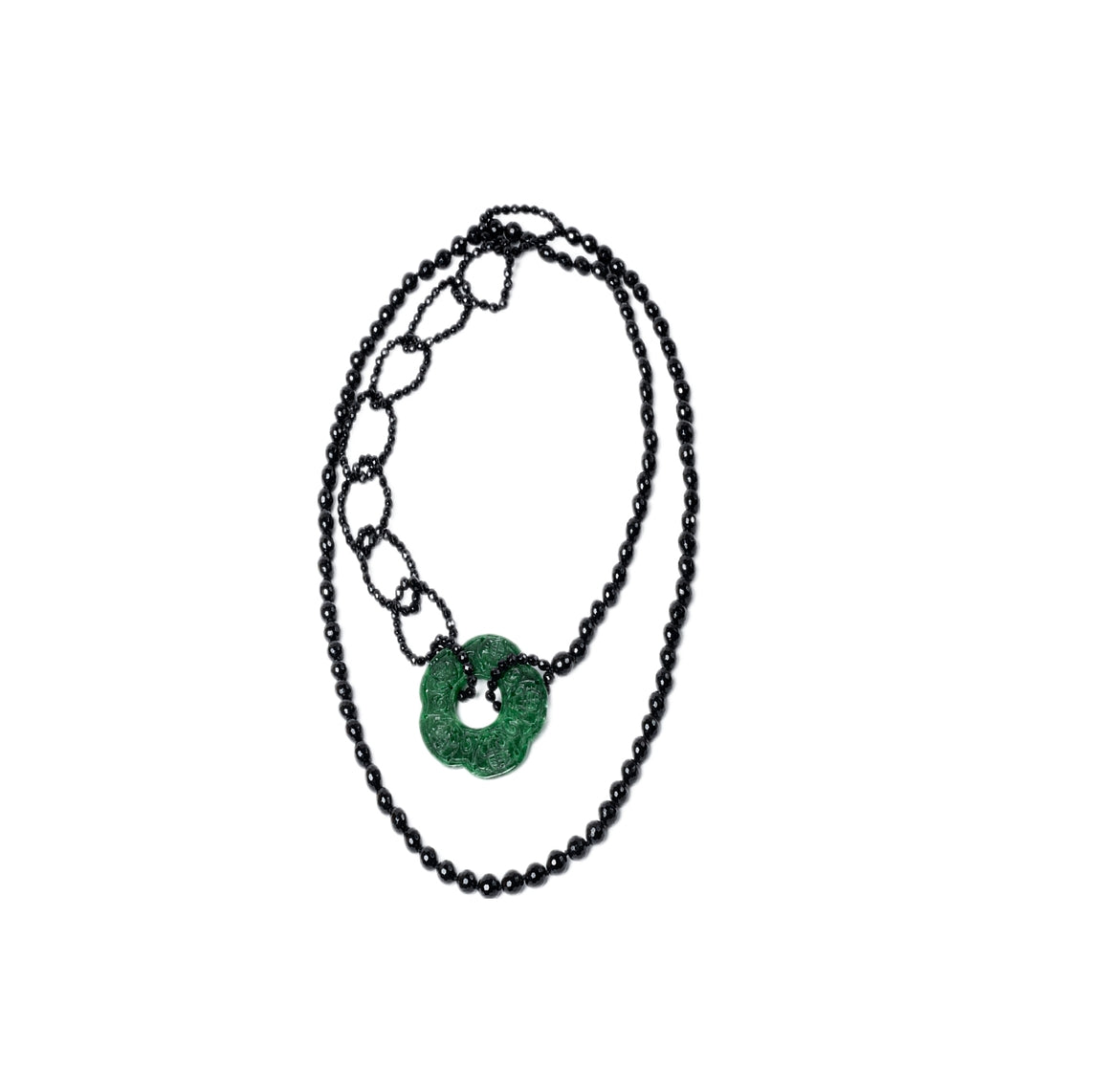 Onyx Necklace Jade Flower