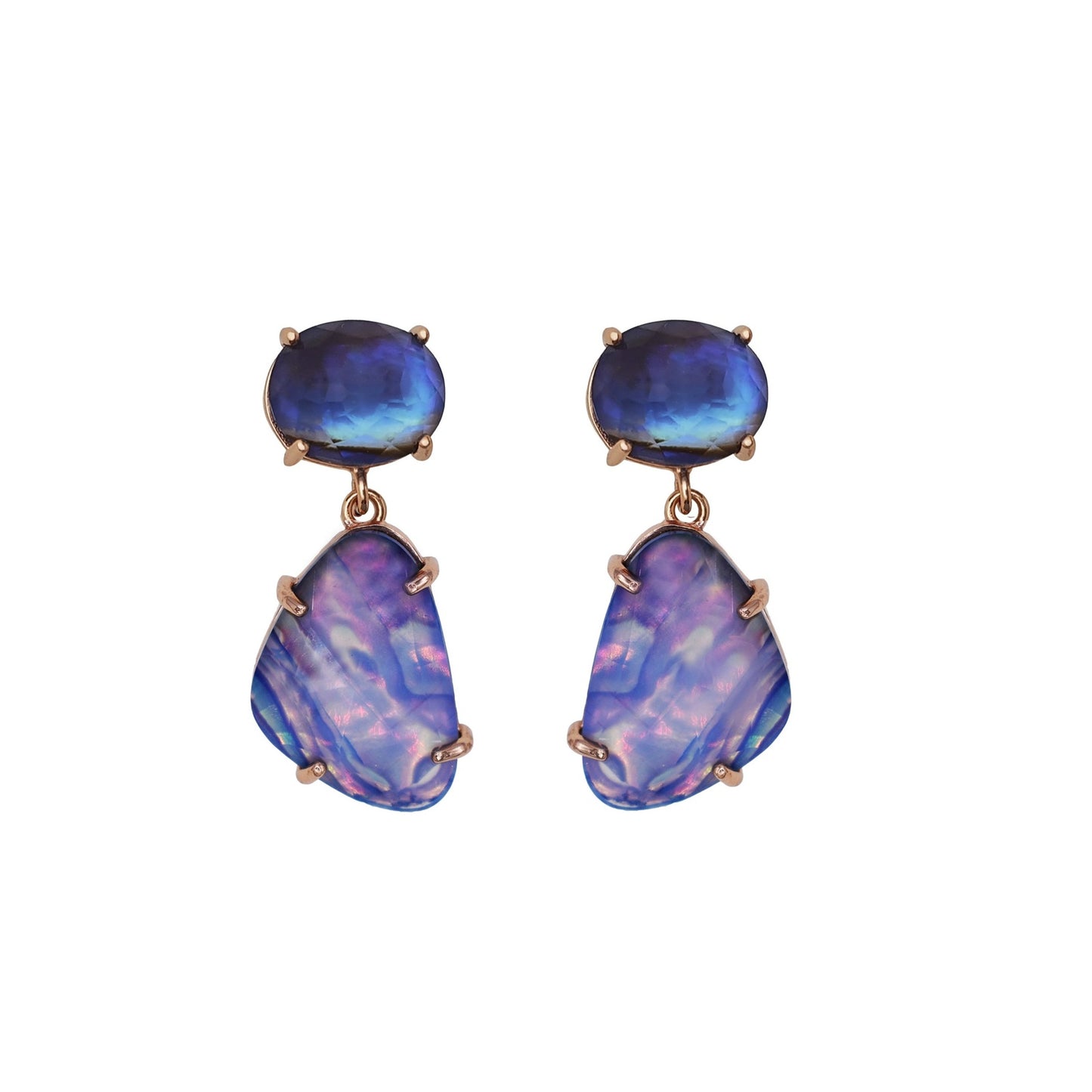 Multi colored abalone stone earrings with beautiful sparkling