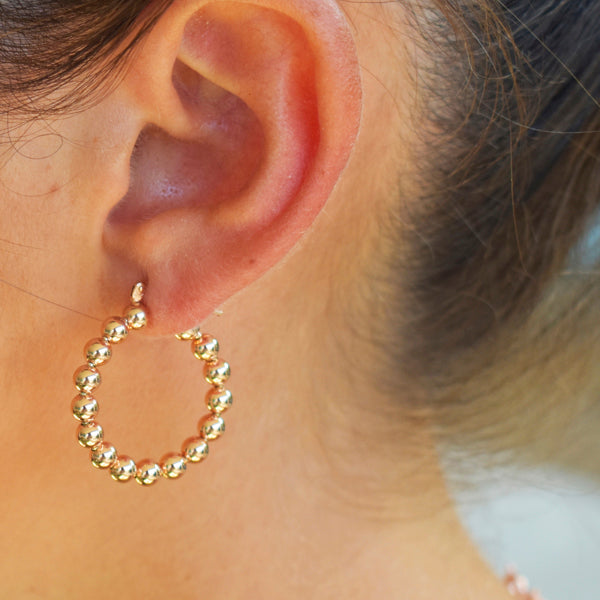 Ball Hoop Earrings 18k Gold Plated Sterling Silver - Nelissima Jewelry