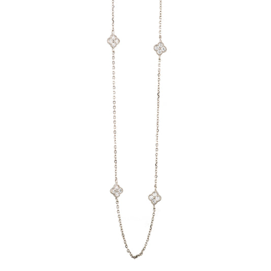 Flower Shaped Sterling Silver Necklace Rhodium Plated
