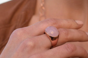 Exquisite Rose Quartz Ring | Sterling Silver, Rose Gold Plated - Nelissima Jewelry