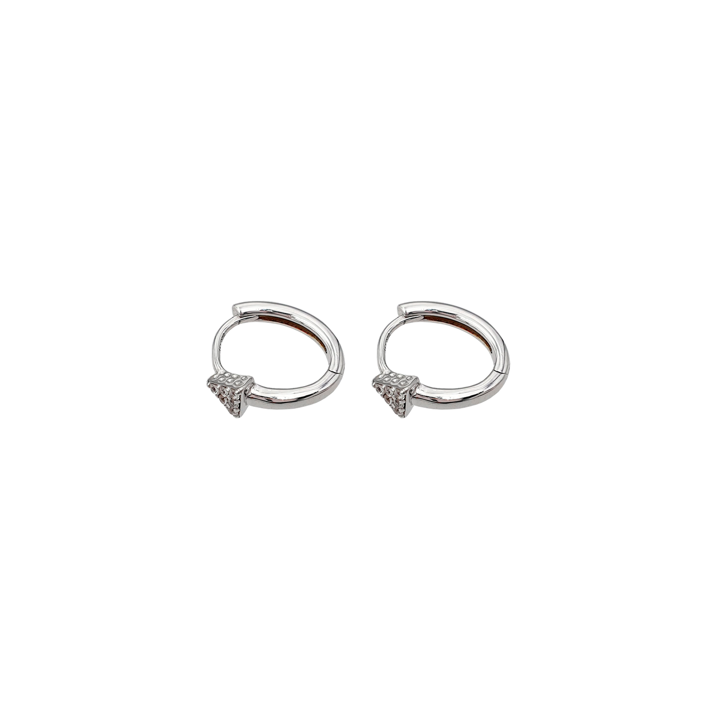 Chic Small Earrings hoop Triangle Shape White CZ - Nelissima Jewelry