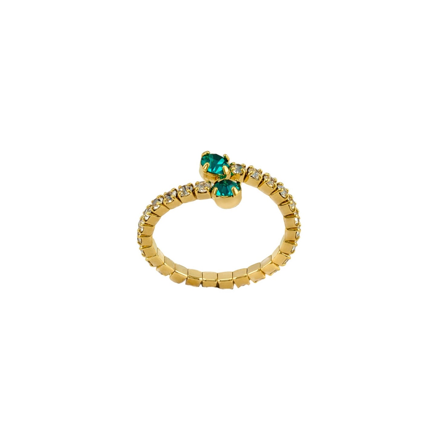 Fantasy ring with two Blue color stones in the center and all around with rhinestones white
