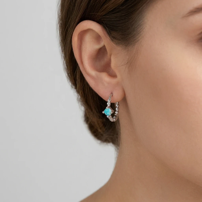 Blue Opal Huggie Hoops Earring