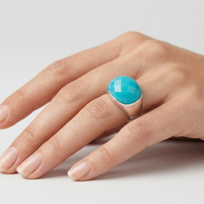 Blue Milky Quartz Ring - Nelissima Jewelry