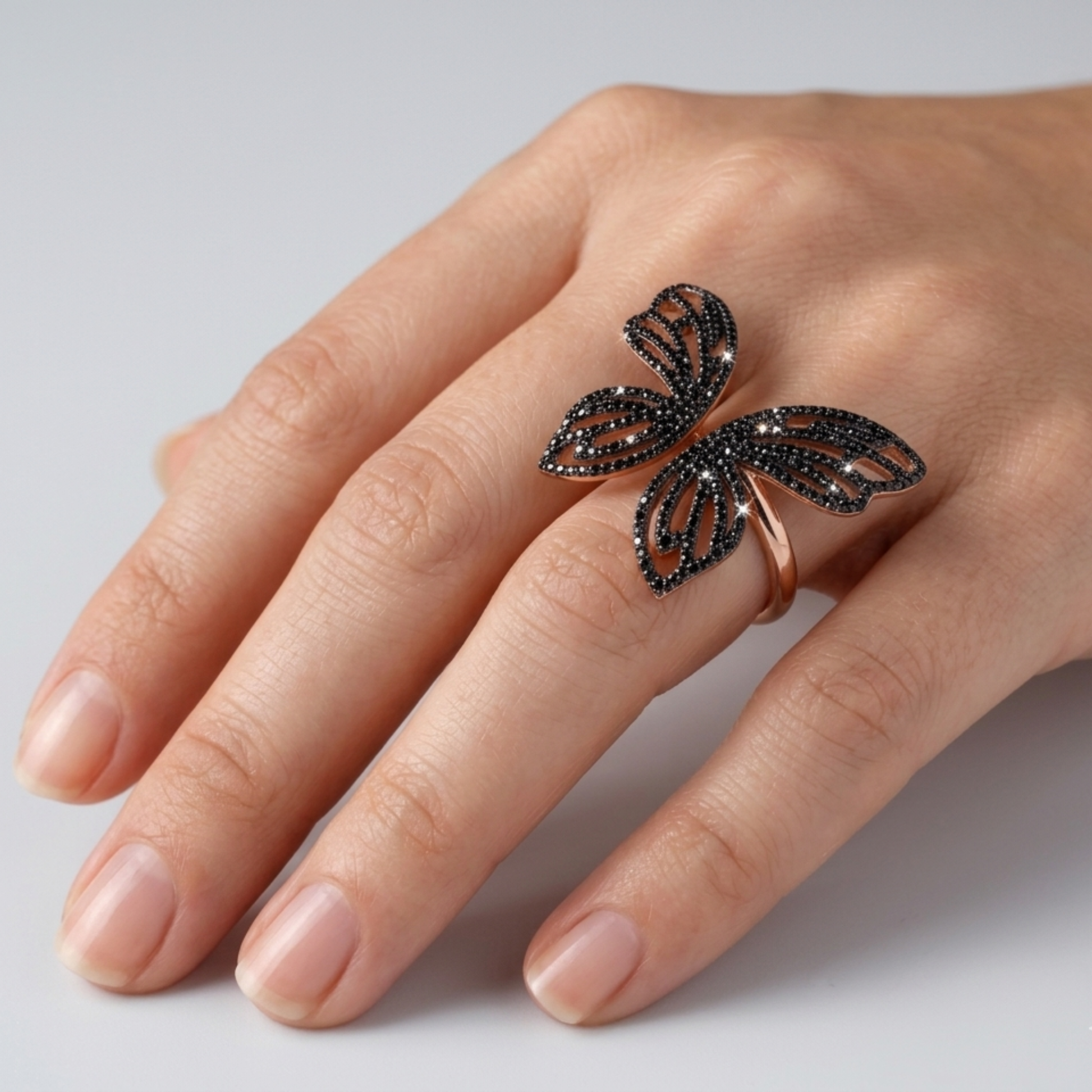 Black Butterfly Ring - Nelissima Jewelry