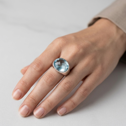 Oval Agua Ring - Nelissima Jewelry