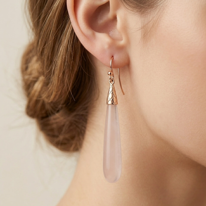Tear Earrings Rose Quartz - Nelissima Jewelry