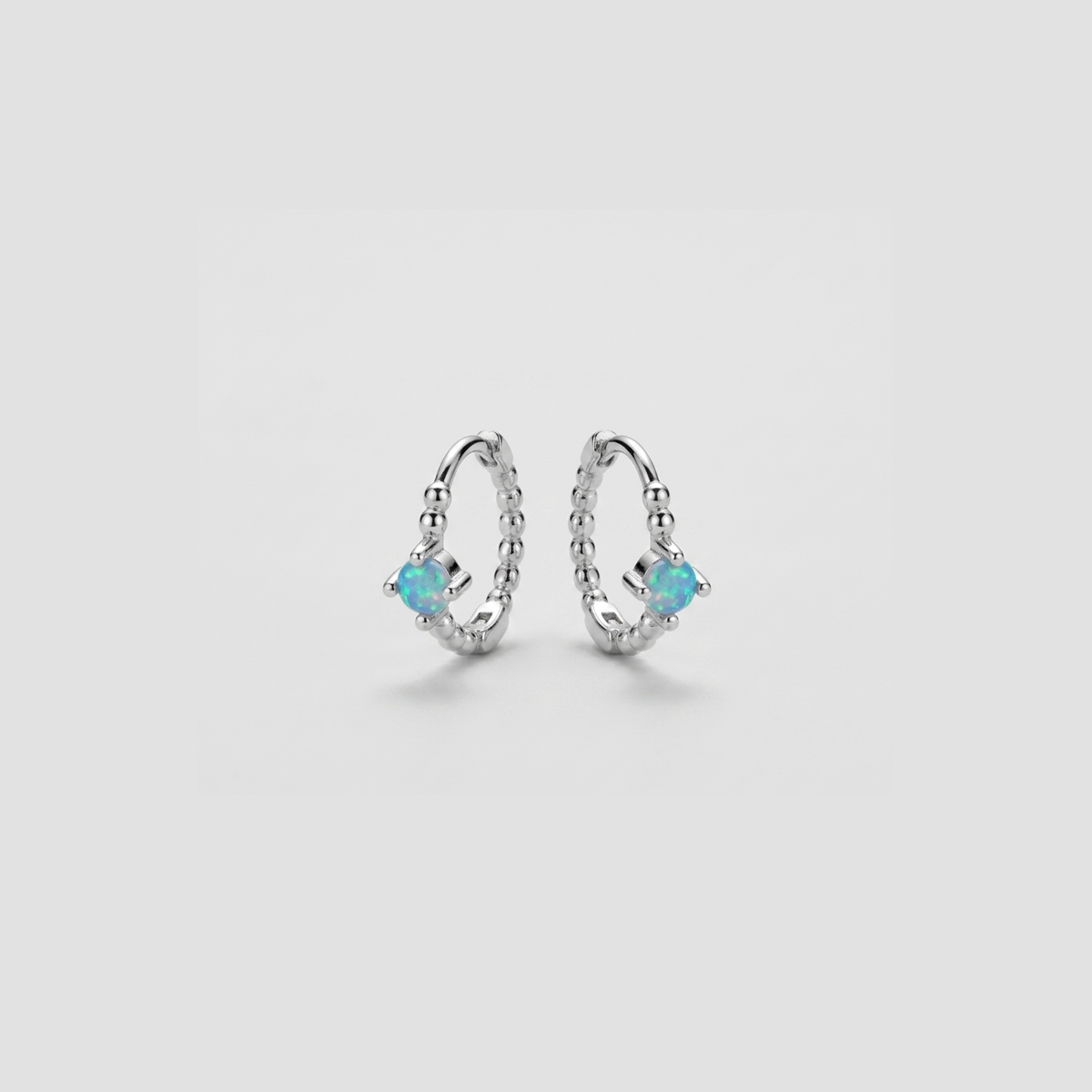 Blue Opal Huggie Hoops Earring