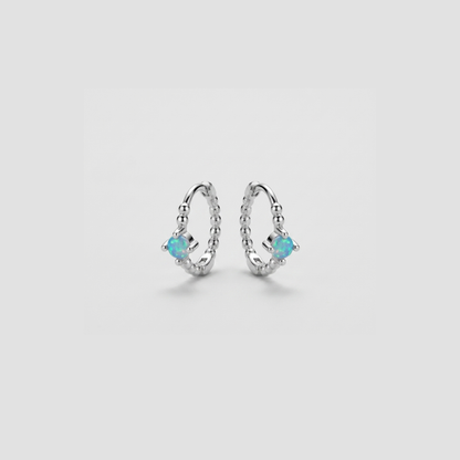 Blue Opal Huggie Hoops Earring