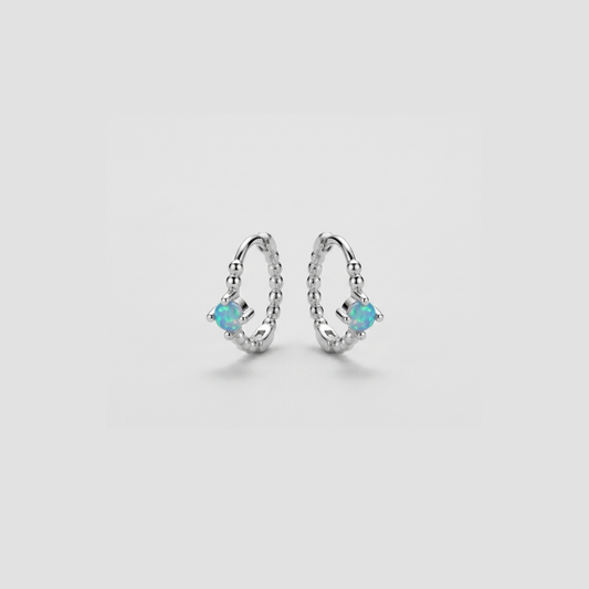 Blue Opal Huggie Hoops Earring