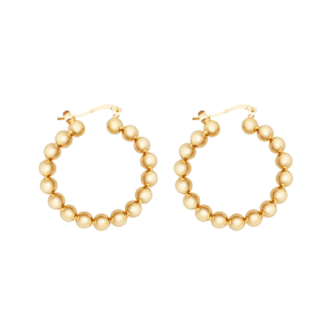 Ball Hoop Earrings 18k Gold Plated Sterling Silver - Nelissima Jewelry