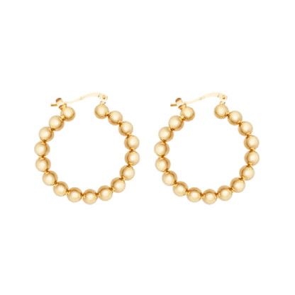 Ball Hoop Earrings 18k Gold Plated Sterling Silver - Nelissima Jewelry