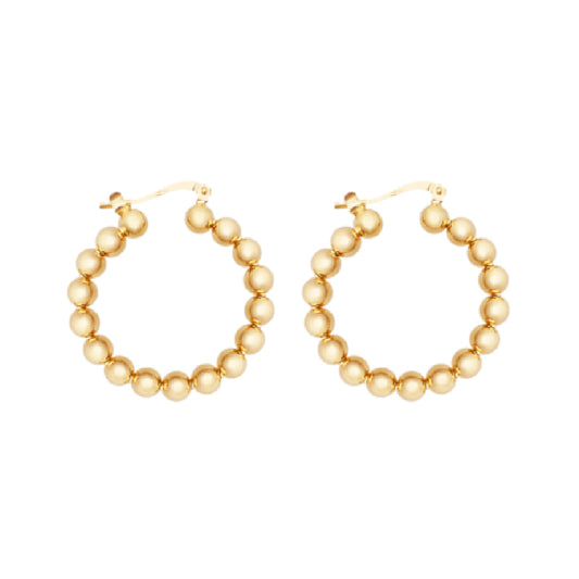 Ball Hoop Earrings 18k Gold Plated Sterling Silver - Nelissima Jewelry