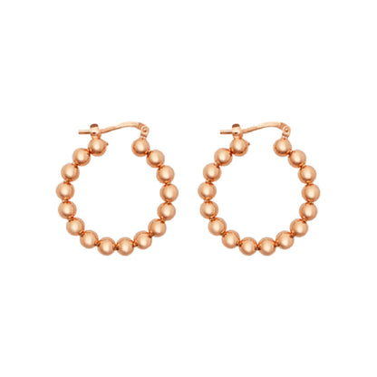 Ball Hoop Earrings 18K Rose Gold Plated Sterling Silver - Nelissima Jewelry