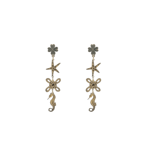 Sea star horse silver gold plated