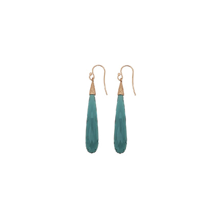 Teardrop Earrings with Faceted Blue Tourmaline Quartz - Nelissima Jewelry