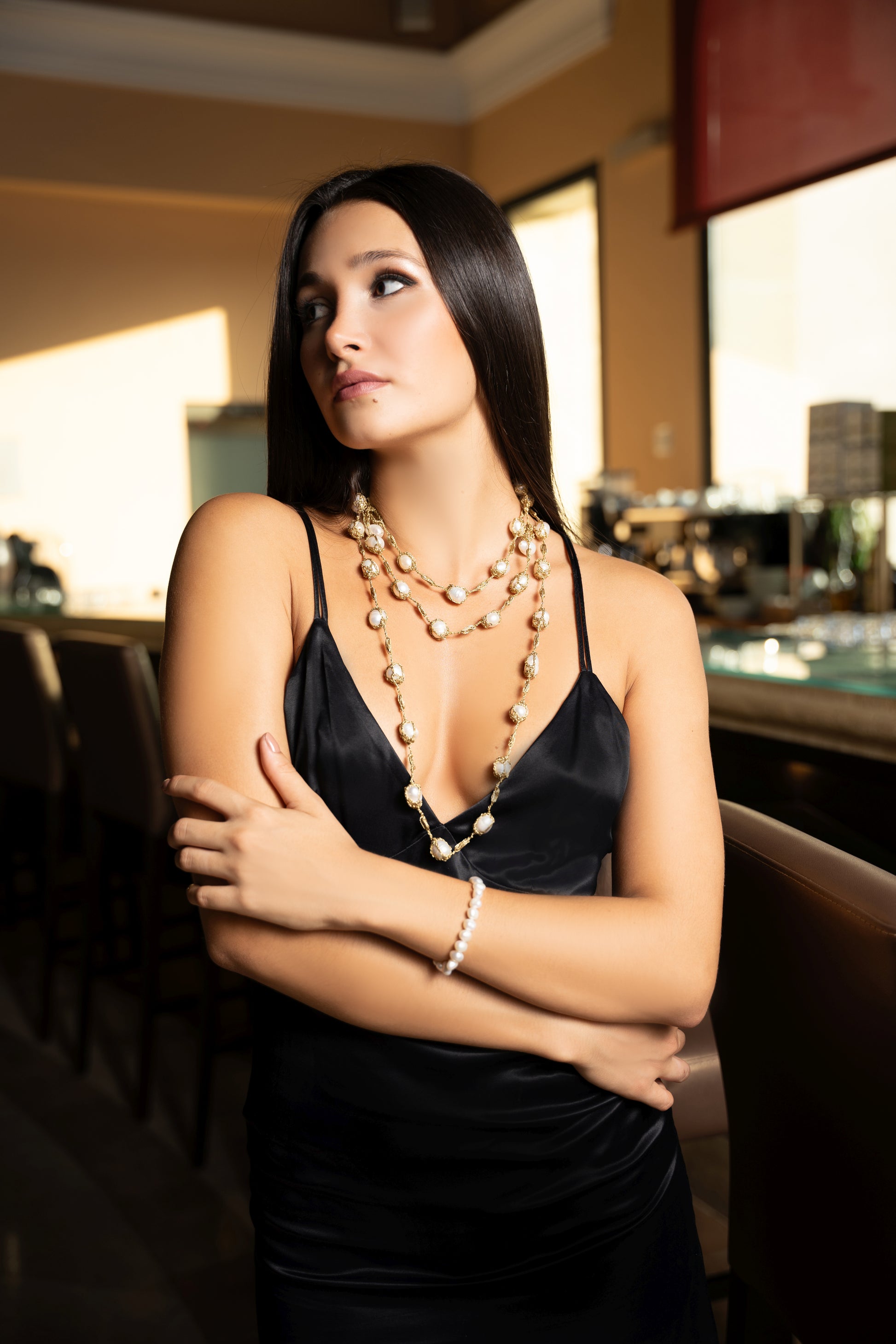 Handwoven Long Cultured Freshwater Pearl Necklace 