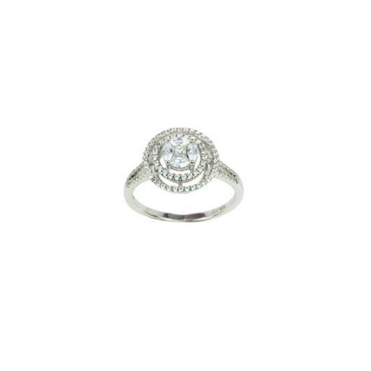 Nelissima Swirl Ring Sterling Silver White Zircons - Nelissima Jewelry