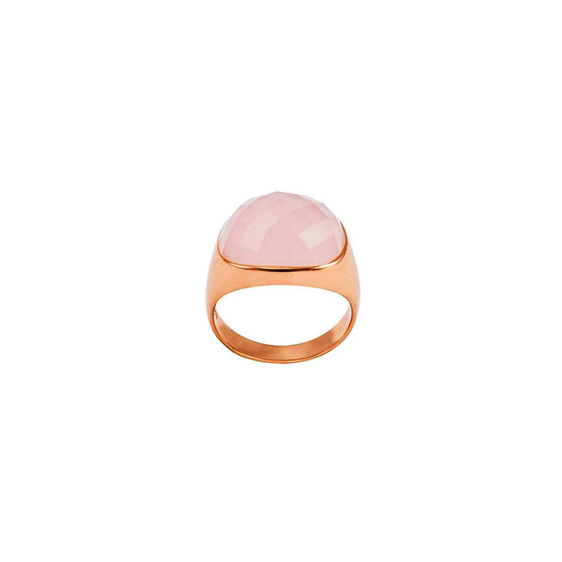 Oval Rose quartz ring faceted Silver