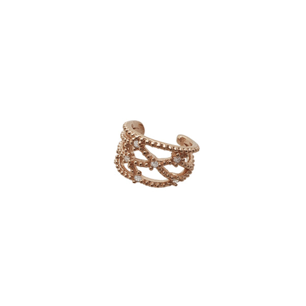 Minimalistic Ear Cuff / Snug CZ Rose Gold Plated Sterling Silver - Nelissima Jewelry