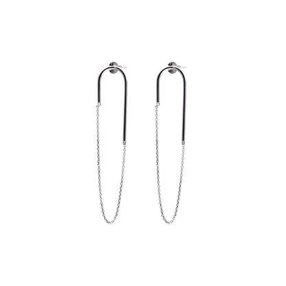 Unique and Dynamic Design Rhodium Plated Silver Earrings - Nelissima Jewelry