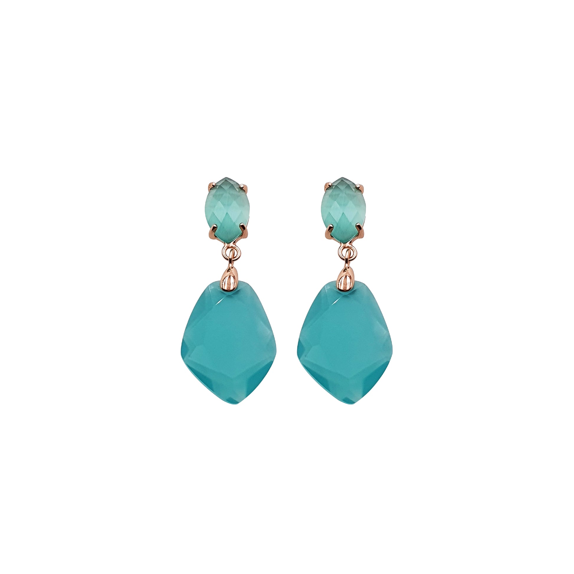 Turquoise Color Earrings Green Obsidian Inspired in The Mallorcan Sea - Nelissima Jewelry