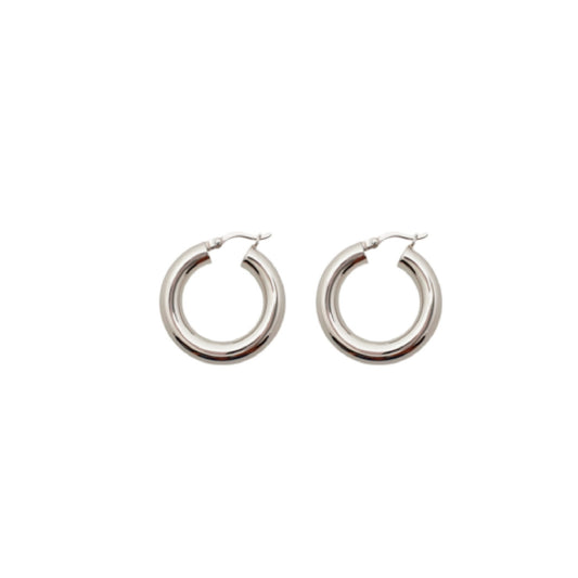 Lightweight Hoop Earrings in Rhodium Plated Sterling Silver - Nelissima Jewelry