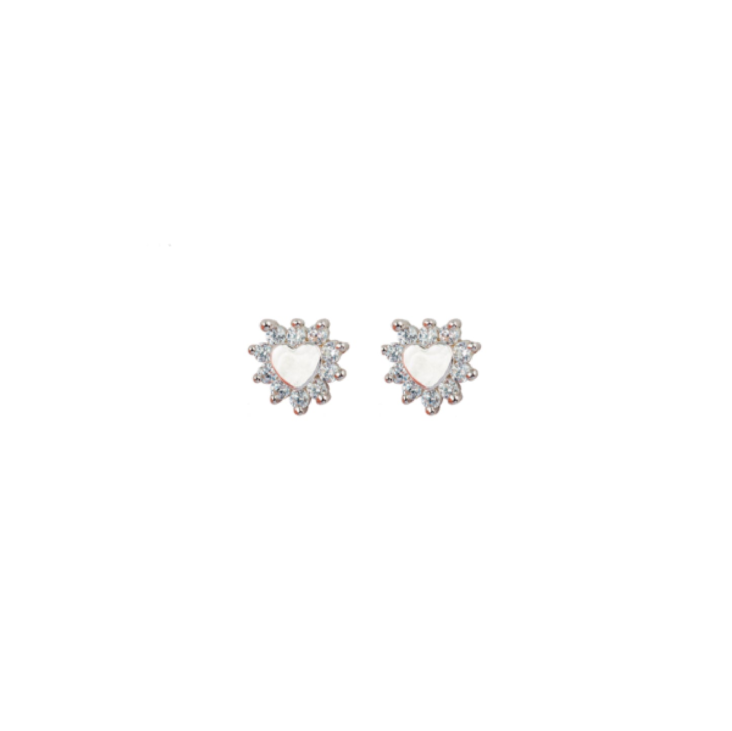 Mini Heart Shaped Earrings with White Cubic Zirconias