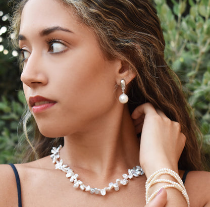 Keshi Dream Pearl Necklace Cultured Fresh Water Pearl Unique-Handmade - Nelissima Jewelry