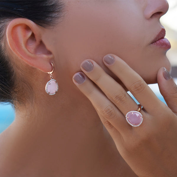 Rose Quartz Earrings the Stone of the Love - Nelissima Jewelry