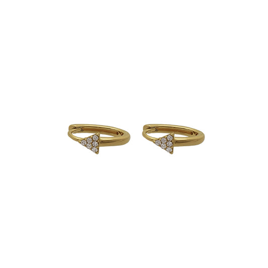 Chic Small Earrings hoop Triangle Shape White CZ - Nelissima Jewelry
