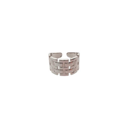 Adjustable Square Ring in Rhodium Plated Sterling Silver - Nelissima Jewelry