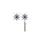 Star Shaped Earrings, White Cubic Zircons in a Navy Blue Colour