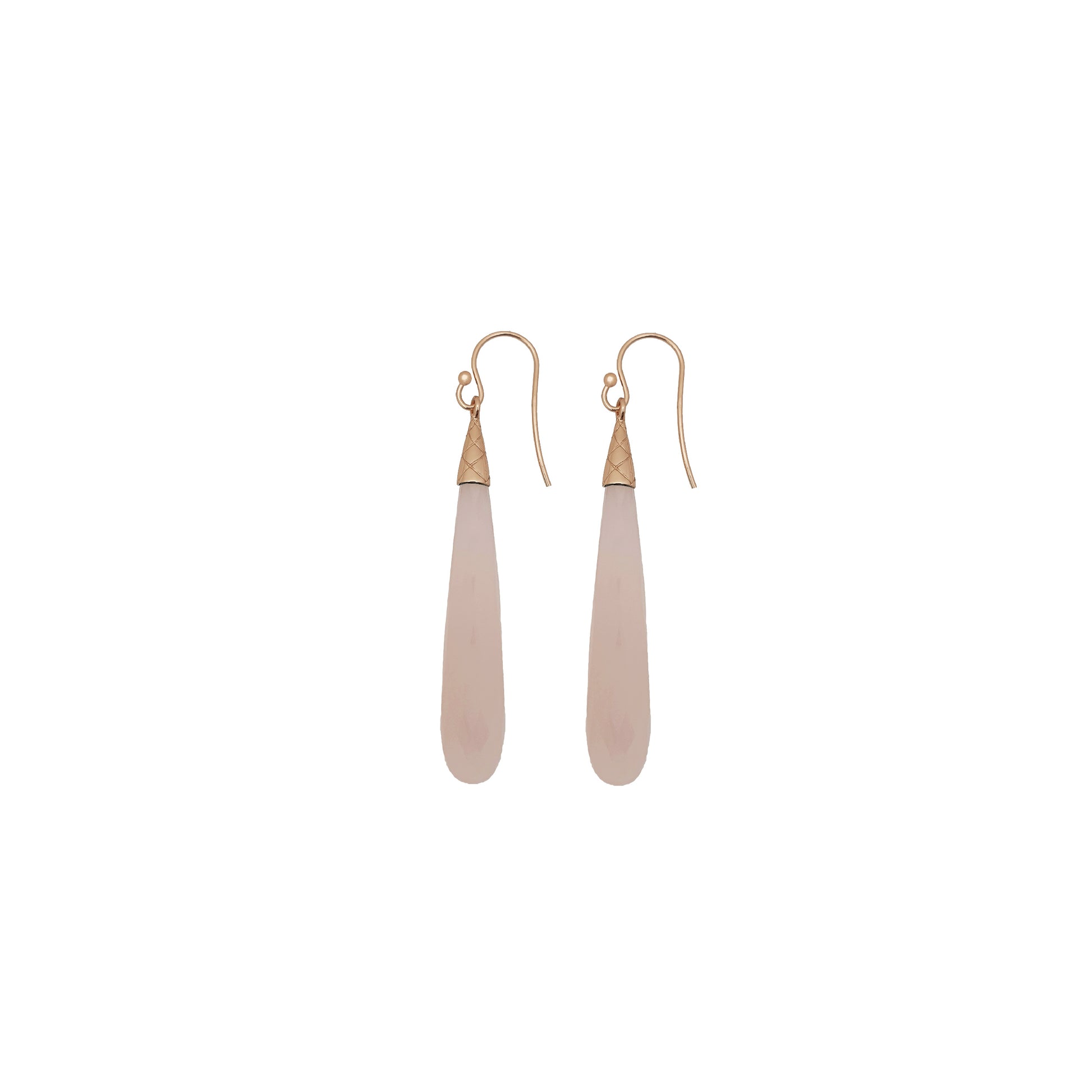 Drop Earrings Rose Gold Plated Sterling Silver Rose Quartz - Nelissima Jewelry