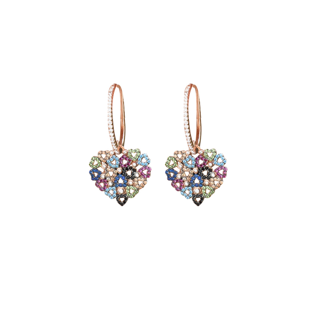 Heart Hope Earrings Different Colors Zirconia - Nelissima Jewelry