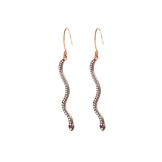 Fine Snake Shape Earrings Rose Gold Plated Sterling Silver - Nelissima Jewelry