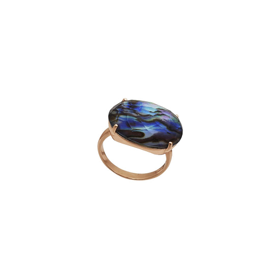 Abalone Faceted Stone Ring  silver rose gold plated