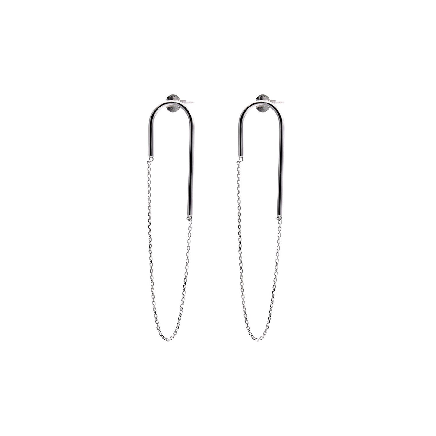 Unique and Dynamic Design Rhodium Plated Silver Earrings