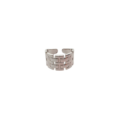 Verstellbarer quadratischer Ring aus rhodiniertem Sterling Silber