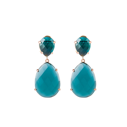 Teardrop Earrings Sterling Silver Blue Tourmaline Romantic - Nelissima Jewelry