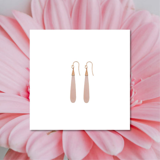 Drop Earrings Rose Gold Plated Sterling Silver Rose Quartz