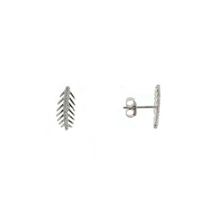 Cute Silver Palm Earrings with White Zirconias - Nelissima Jewelry