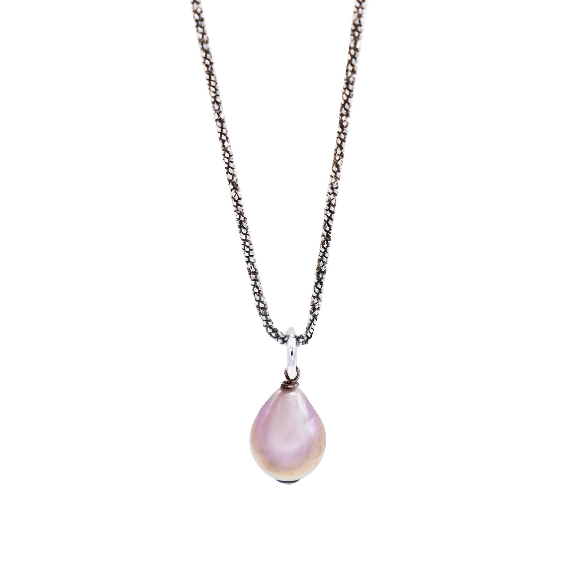 Pink Baroque Pearl Pendant  with Sterling Silver Chain 