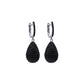 Sterling Silver 925 Drop Shaped Earrings All Covered by Black Cubic Zirconias